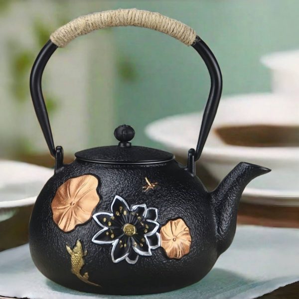 Best Traditional Lotus Fish With Dragonfly Japanese Tetsubin Cast Iron Teapot
