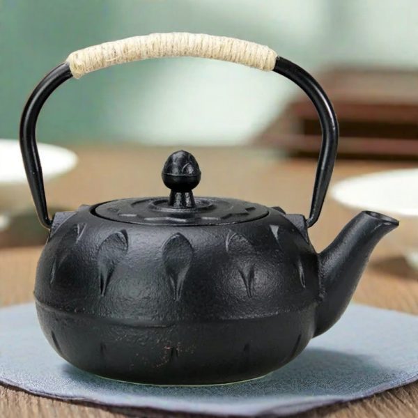 Vintage Lotus Theme Japanese Tetsubin Cast Iron Tea Kettle With Infuser
